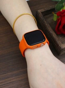 这款二合一表带兼表壳兼容 ，适用于 40mm、41mm、42mm、44mm、45mm、46mm 和 49mm 尺寸。运动休闲风格，搭配铆钉硅胶表带。配备防震防刮硬质 PC 表壳和钢化玻璃屏幕保护膜。兼容 Ultra/11/10/9/8/7/6/5/4/SE 系列。男女皆宜。柔软舒适，易于佩戴，触感灵敏。 - 橘色 - 查看 9