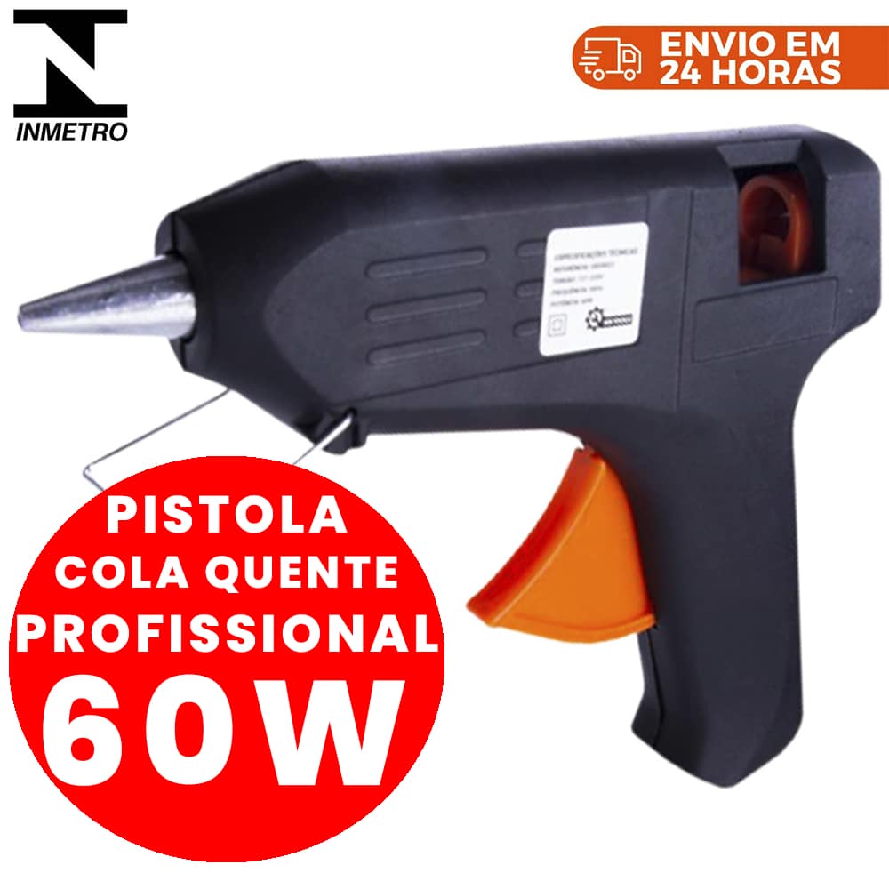 Pistola de Cola 60W Quente Grande Profissional Bivolt (127V e 220V) - INMETRO - Preto - Visão 1