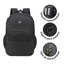 Reinforced Executive Men's Backpack With Anti-Theft Notebook Compartment With Password And USB Cable Output - màu đen - Xem 3