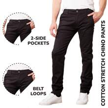3-Pack Men's Slim Fit Cotton Stretch Classic Chino Pants - Đen - Đen - Đen - Xem 2