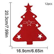 Juego de 12 portacubiertos en forma de árbol de Navidad - Bolsas suaves de fieltro para tenedor y cuchara para un ajuste organizado de la mesa, hermosa decoración navideña, regalo perfecto para Navidad y Pascua