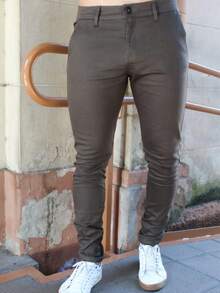 Men's Twill Pants With Elastane, Sporty Fine - Dark Grey - View 2