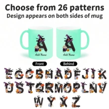 11 盎司 1 件式定制马克杯个性化咖啡杯 - 设计定制杯子、定制字母、添加姓名感光杯、夜变杯、送给家人和朋友的万圣节礼物 - 字母選擇 - 查看 2