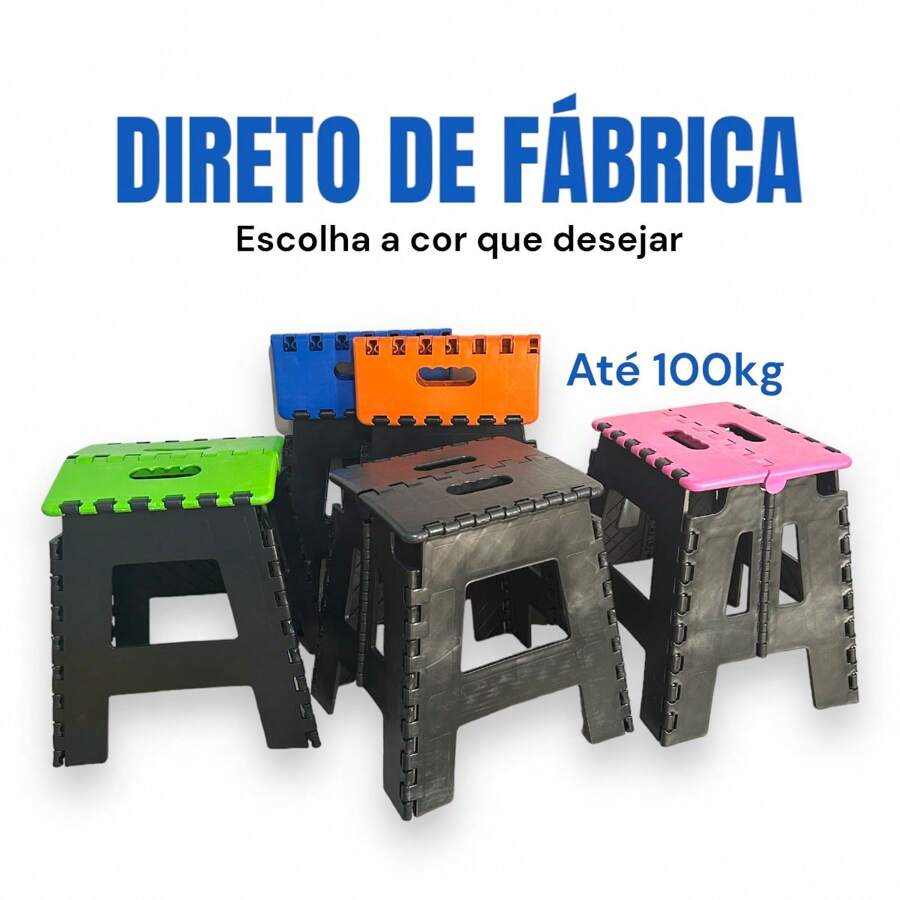 Kit 2 Units Benches Stool Folding Plastic Stool 100 Kg Resistant Travel Fishing - màu xanh lá - Xem 1