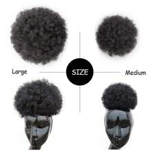 1 paquete de extensión de cabello postizo rizado rizado afro retro en moño con cordón para mujer - Multicolor - Ver 3