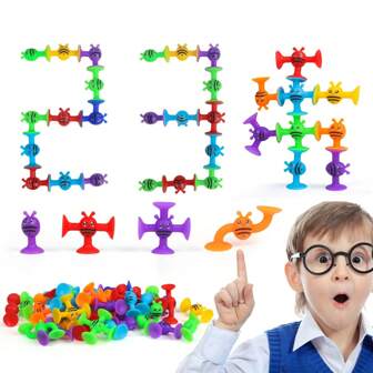 40قطعة لعب كؤوس شفط، ألعاب حسية لأطفال في عمر 3-6 سنوات، ألعاب تعليمية مبكرة، مبنية، ملصقة، مقذوفة، مكدسة، ألعاب ذات ملمس ناعم للاسترخاء من الضغط، ألعاب نافذة ألعاب بناء لأطفال 3 سنوات، هدايا تعليمية لأعياد الميلاد/الشكر/عيد الميلاد لأولاد وبنات