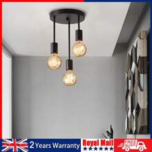 OYAJIA 3 Way Light Fittings Ceilings,Black Ceiling Lights Fitting With E27 Base, Industrial Ceiling Lights,Semi Flush Ceiling Lights,Ceiling Lights For Living Room,Bedroom(NO Bulbs)