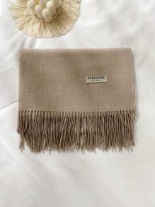 1 件女士羊绒混纺纯色长款流苏围巾，时尚披肩，适合秋冬季 - 彩色 - 查看 16