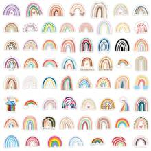 60PCS Rainbow Stickers Vinyl Stickers Scrapbook, Journaling, Laptop, Bumper, Skateboard, Water Bottles, Computer, Phone, Cartoon, Hard Hat, Car Stickers Back To School - Multicolor - View 3