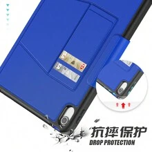 保护套适用于 iPad Mini 4/5/6、iPad 9.7/10.2/10.9、iPad7th/8th/9t/10th、Air4/5/6、Air 11/13 M2 2024、Pro 11/13 M4 2024、优质 TPU+PU 皮革设计、全身防震保护、7 角度可调支架、磁性附件、自动睡眠/唤醒、隐藏式铅笔和卡片夹 - 藍色 - 查看 8