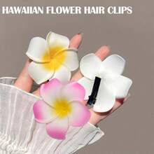 4 件装花朵装饰鳄鱼发夹，适合日常休闲外出佩戴，波西米亚风，女式白黄色花朵装饰鳄鱼发夹，波西米亚风 - 彩色 - 查看 6