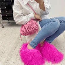 Women's Plush Faux Fur Slippers - Fluffy And Warm Slide-On Slipper For Cozy Comfort - Rusty Rose - View 3