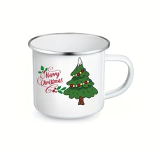 1pc Christmas Coffee Mug 12 Oz Enamel Cup Christmas Holiday Mug Handle Cup Santa Claus Gingerbread Man Snowman Elk Print Christmas Tree Water Cup Breakfast Cup Party Water Cup Gift For Family And Friends Kitchen Decoration (Santa Claus)