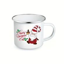 1pc Christmas Coffee Mug 12 Oz Enamel Cup Christmas Holiday Mug Handle Cup Santa Claus Gingerbread Man Snowman Elk Print Christmas Tree Water Cup Breakfast Cup Party Water Cup Gift For Family And Friends Kitchen Decoration (Santa Claus)