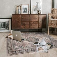 1 tấm thảm trải sàn in họa tiết Bohemian phong cách cổ điển Mỹ màu hồng san hô & đen làm từ polyester giả cashmere mềm mại chống trượt có thể giặt được cho phòng khách, phòng ngủ, hành lang, phòng ăn - Màu Hồng  San hô - Xem 9