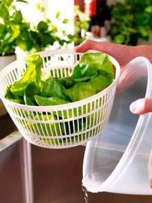 Salad Dryer 4.5L Centrifugal Vegetables Leaves Multipurpose Plastic Rotating Resistant - Màu xanh Bạc hà - Xem 2