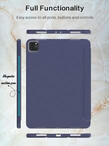 1pc Tablet Protective Case Compatible With Ipad, Soft Anti-Fall Protection, Ultra-Thin/Smart Stand/Auto-Wake Protective Case For TPU Leather Apple IPad Mini 4/5/6, 9.7/10.2/10.5 Inches, Air 4/5/6, 10th Gen, 10.9 Inches, Pro 11 Inches, Air 11(M2) , Air 13 And Pro 11(M4)-Navy Blue - Navy Blue - View 3