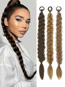 Synthetic Wigs Long Twist Braid Ponytail Extensions With Rubber Band 24 Inch Boxing Braided Hair Extensions For Women Daily Use - Multicolor - View 1