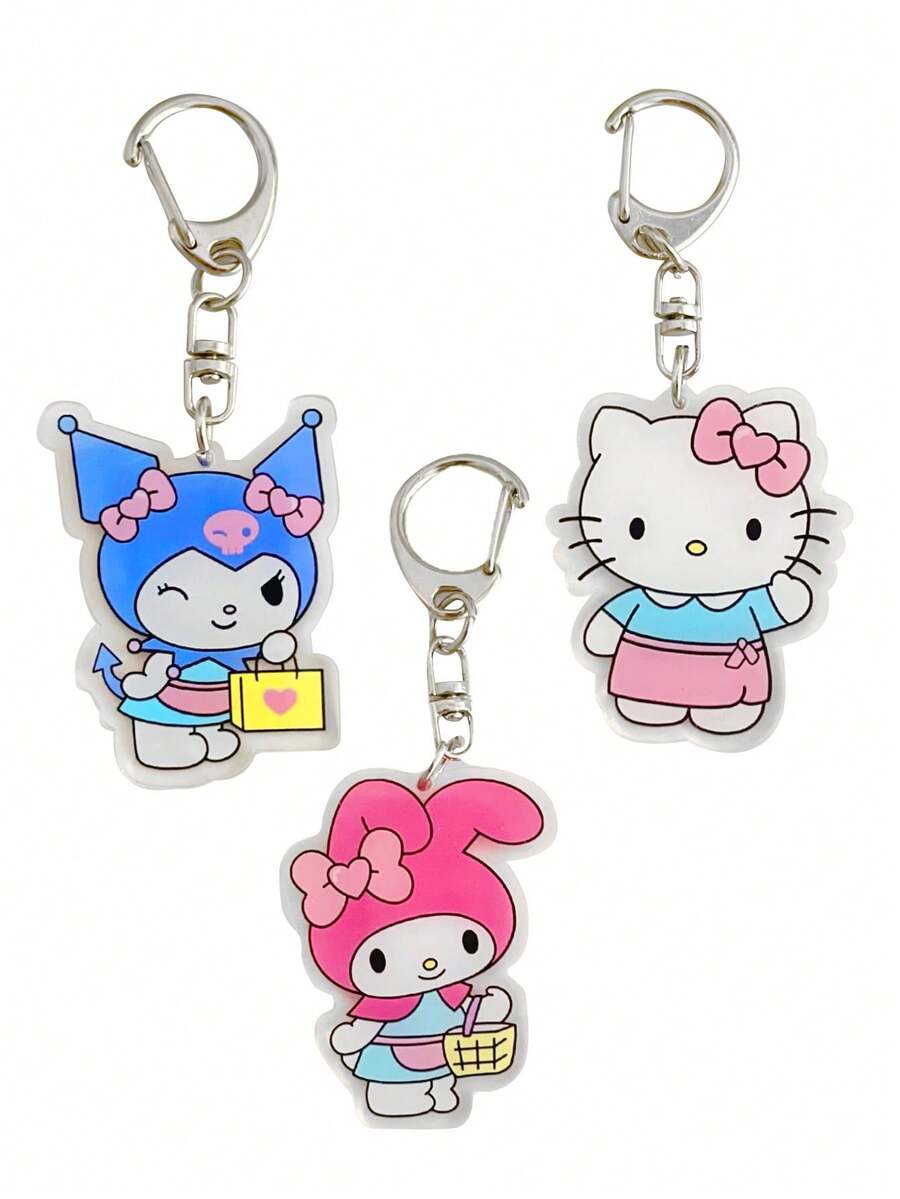 1 件 Sanrio Hello Kitty Kuromi My Melody 亚克力钥匙扣配件吊坠卡通可爱人物小猫包和车钥匙装饰节日派对礼物（某些部件可能随机） - 彩色 - 查看 1