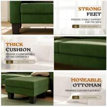 Modern Corduroy Fabric L-Shaped Convertible Sectional Sofa Couch With Reversible Chaise