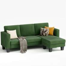 Modern Corduroy Fabric L-Shaped Convertible Sectional Sofa Couch With Reversible Chaise