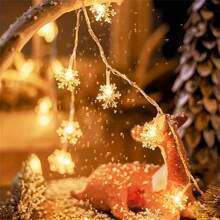 1 Peça Luz de Cordão de Floco de Neve de Natal de 1,5 m/4,92 pés, 3 m/9,84 pés ou 6 m/19,69 pés, LED de 3 cores (quente, branco, colorido), cria ambiente romântico, adequado para uso interno, externo, quarto, jardim, barraca, parapeito de janela, casamento, Natal, festa, decoração, decoração de quarto, decoração de Natal, iluminação de Natal, decoração de quarto, decoração de casa, decoração de festa, decoração de feriados, festival de Natal, presente de Natal, decoração de árvore de Natal, enfeites
