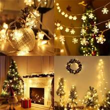 1 Peça Luz de Cordão de Floco de Neve de Natal de 1,5 m/4,92 pés, 3 m/9,84 pés ou 6 m/19,69 pés, LED de 3 cores (quente, branco, colorido), cria ambiente romântico, adequado para uso interno, externo, quarto, jardim, barraca, parapeito de janela, casamento, Natal, festa, decoração, decoração de quarto, decoração de Natal, iluminação de Natal, decoração de quarto, decoração de casa, decoração de festa, decoração de feriados, festival de Natal, presente de Natal, decoração de árvore de Natal, enfeites