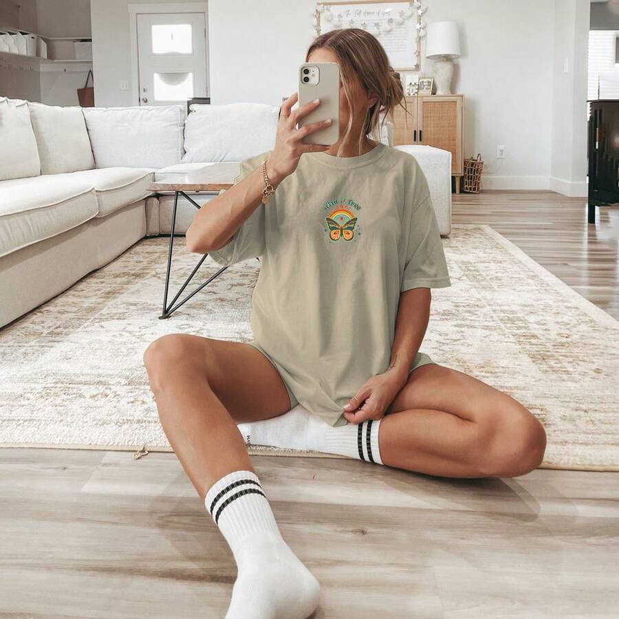 T-Shirt Street Style Sweatshirt Street Fashion Skater Tshirt Gringa Fashion Wila E Free - 米色 - 查看 1