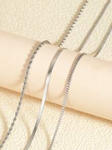 1-3pcs/Set Stainless Steel Snake Chain, Twist Chain, Knife Pendant Necklace Set - Stainless Steel Necklace - View 2