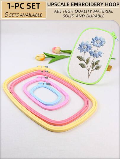 1pc Multi-Color Rectangular High-Quality ABS Material DIY Handmade Cross-Stitch Embroidery Hoop, Embroidery Frame, Punch Embroidery Frame, Dreamcatcher Wind Chime Hanging Ring Accessory. Adopts Groove Craftsmanship Design, Embroidery Cloth Can Be Firmly Secured Without Loosening, Making The Work More Even And Neat. Made Of Premium ABS Material, The Embroidery Hoop Has High Strength, Rigidity, And Is Not Easy To Deform Or Damage. Smooth Surface With High Gloss And Strong Aesthetic Appeal.