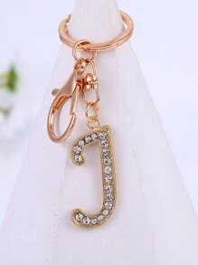 1 st., vergulde en met strass versierde eerste letter sleutelhanger, schattige strass sleutelhanger, geschikt voor dagelijks gebruik, geschikt voor zowel mannen als vrouwen, ringtas, sleutelhanger, rugzakhanger, cadeaus voor vrouwen en meisjes, portemonnee en handtas accessoires, eerste letter A-Z