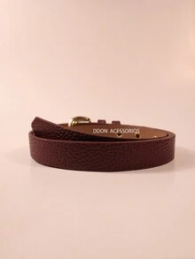 Women's Thin Belts 1.8 CM Colorful Fashion Casual With Eyelets Gold Buckle - Màu Đỏ Sâu - Xem 6