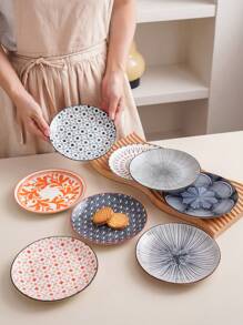 2 件陶瓷图案圆形盘子，北欧现代奢华，适用于微波炉、洗碗机、烤箱，非常适合节日派对、酒店、餐厅、家居 - 多用途甜点、意大利面、水果盘圣诞礼物