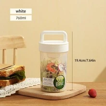 1pc Keep Fit Salad Meal Cup, Single/Double Layered Salad Container For Lunch, Portable Fruit And Vegetable Salad Cups Container With Fork & Salad Dressing Holder
