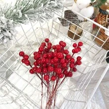8pcs/16pcs Artificial Holly Berry Christmas Decorations Home Holiday Floral Arrangement - Red - View 3