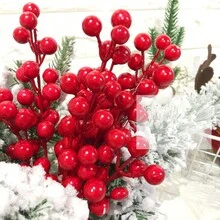 8pcs/16pcs Artificial Holly Berry Christmas Decorations Home Holiday Floral Arrangement - Red - View 4