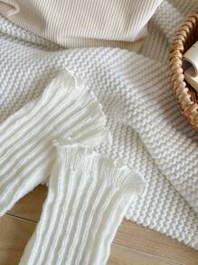 1 Pair Solid Color Leg Warmers, Warm For Winter. Y2K Leg Support, Comfortable And Warm - White - View 7
