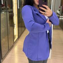 Women's Elegant, Timeless, Tailored Blazer, Fitted Overcoat. Purity, Elegance, Freshness And A Timeless Look - 寶藍色 - 查看 3