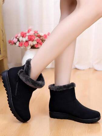 2024 Winter New Women's Thermal Lined Casual Snow Boots Warm Old Beijing Short Boots, Extra Large Size 43