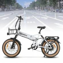 Bicicleta eléctrica para adultos, certificación UL 2849, bicicleta eléctrica plegable con neumáticos gruesos de 20 pulgadas con motor de 1000 W, batería de 48 V 15 Ah, 18,6 mph, bicicletas eléctricas Shimano, 7 velocidades - Blanco - Ver 1