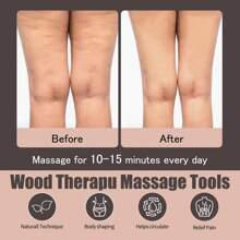 Wood Therapy Massage Tool Set For Body Sculpting Massage, Lymphatic Drainage And Muscle Pain Relief, Cellulite Sculpting Multi-Functional Massager - màu gỗ + Dụng cụ cạo đuôi cá - Xem 4