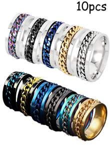 5pcs-10pcs Bottle Opener Ring, Titanium Stainless Steel Rotating Chain Man Finger Ring Bottle Opener Accessory' - Multicolor - View 13