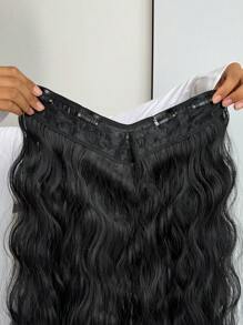 One-Piece V-Curly Synthetic Hair Extensions 26"  Full Head Curly Wave Clips In On Synthetic Hair Extensions  Hairpieces For Women  Piece - Black - View 8