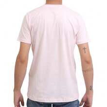 Unisex 100% Cotton T-Shirt With Front And Back Print Streetwear And Round Neck. - 淺粉色 - 查看 3