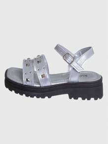 Kids' Platform Tractor Sandal With Spike Kidstep - Silver - View 2