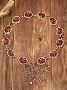 1pc Vintage Acrylic Alloy Milk Texture Printed Adjustable Waist Chain/Belt, Women Waist Decor