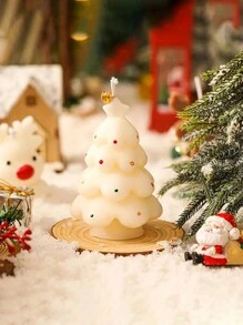 自制圣诞树蜡烛硅胶模具 - 奶油色设计，适用于芳香疗法和扩散石，完美的节日礼物工艺品 - 白色 - 查看 5