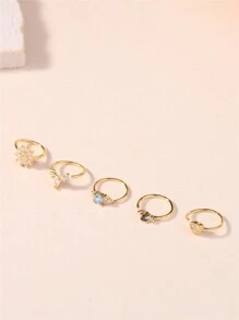 KARYOKO 5Pcs/1pc 20G Nose Rings Hoops For Women White Blue CZ Cartilage Nose Hoop Rings Cute Heart Flower Nose Piercing Jewelry Silver Gold Nose Rings Valentines - Nose Ring - View 6