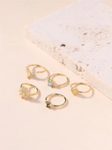 KARYOKO 5Pcs/1pc 20G Nose Rings Hoops For Women White Blue CZ Cartilage Nose Hoop Rings Cute Heart Flower Nose Piercing Jewelry Silver Gold Nose Rings Valentines - Nose Ring - View 5