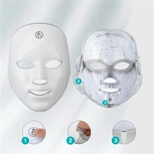 7 Color LED Mask, Rechargeable Photon Facial Skin Care Mask, Facial Beauty Skin Care Machine - White - View 7